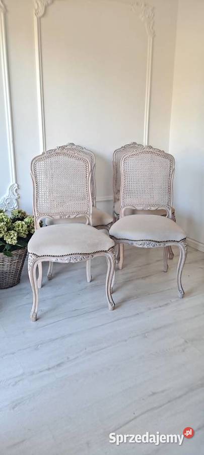 Stylowe krzesła rafia Shabby Chic Ludwik Szczecin sprzedam