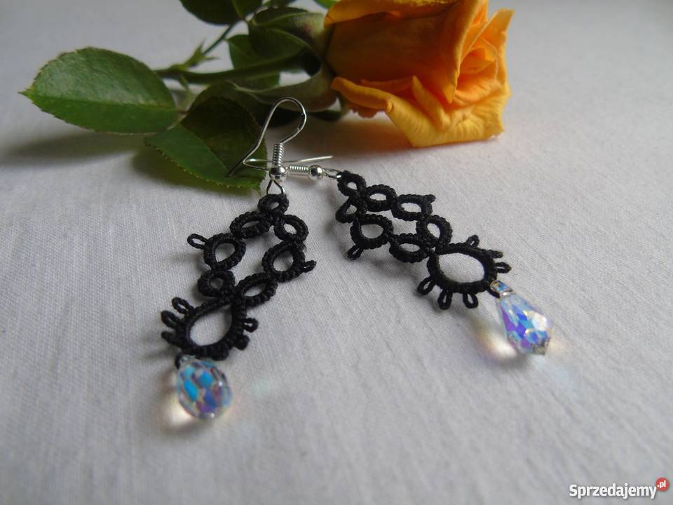 Kolczyki Frywolitkowe Wiśniowa sprzedam