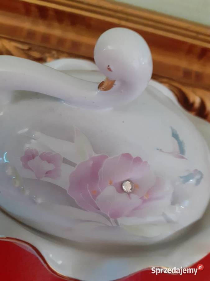 Cukiernica porcelanowa włoska Łabędź