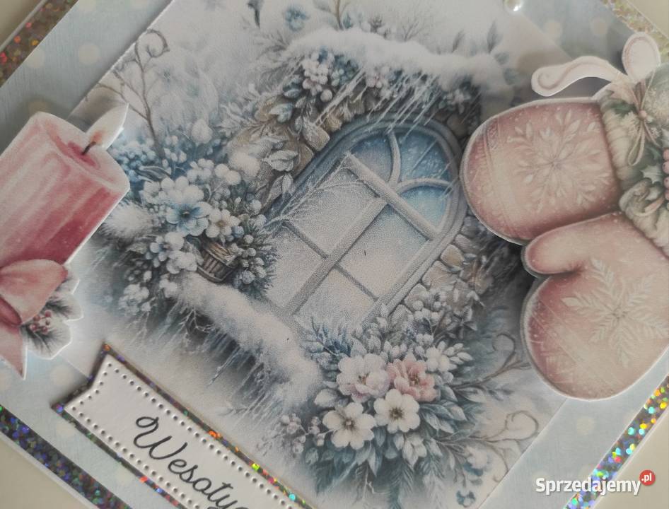 Kartka ręcznie robiona handmade świąteczna Boże Łódź