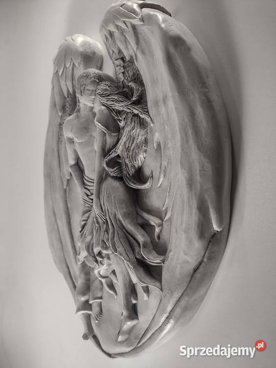 Zakochany Anioł Płaskorzeźba Gipsowa Miłość Love Figurki i rzeźby Warszawa