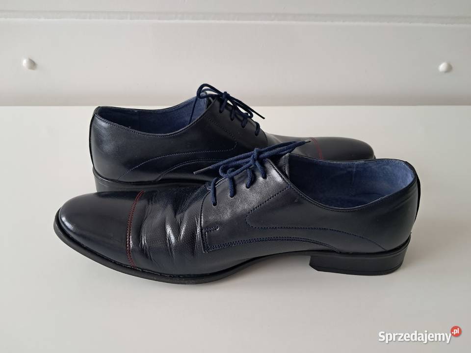 Buty męskie półbuty skórzane granatowe Brózda do małopolskie Kraków