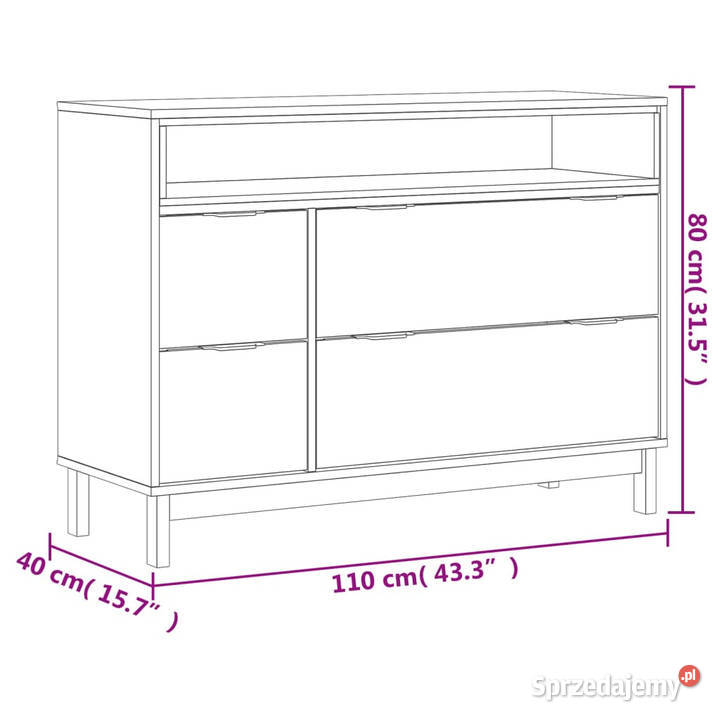 Komoda FLAM 110x40x80 lite drewno sosnowe Warszawa