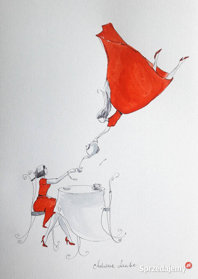 HERBATA RAZEM SMAKUJE LEPIEJ akwarela artystki A Katowice