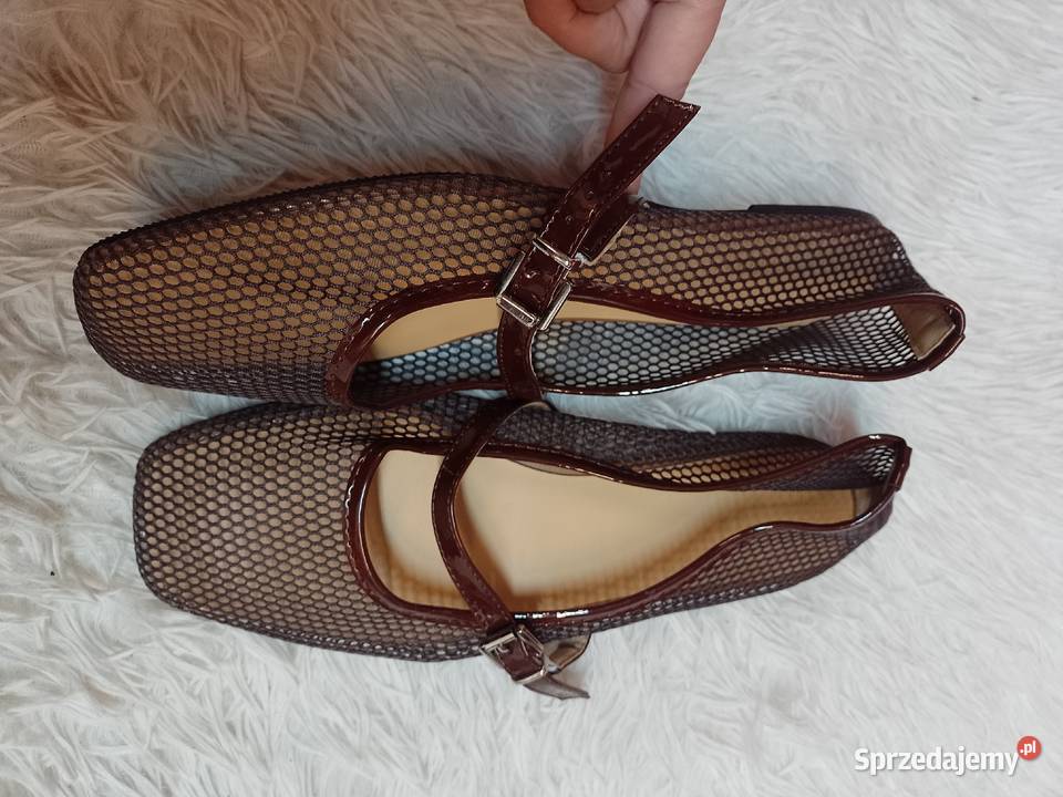 42 Brązowe baleriny siateczkowe z zapięciem NOWE małopolskie Kraków