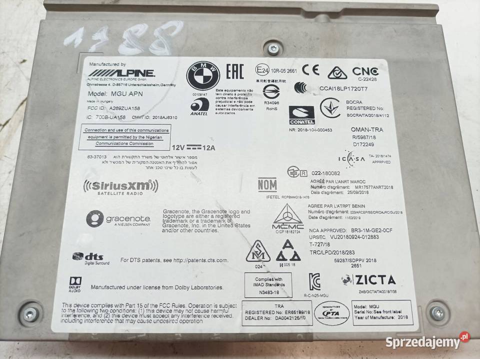 RADIO FABRYCZNE ALPINE 5A16A5301 Bmw Seria 1 III