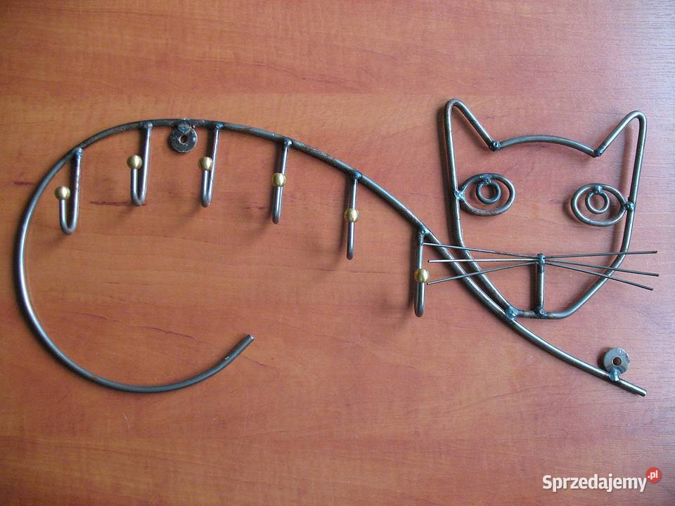 Kot wieszak metaloplastyka rękodzieło
