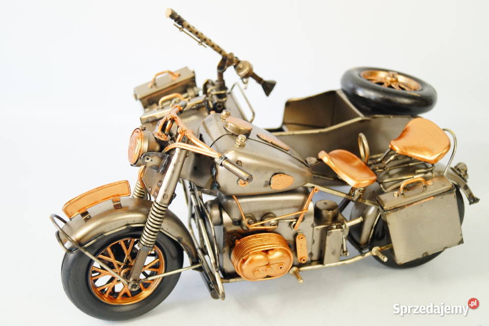 Metalowy pojazd stary motocykl z dostawką Gizałki