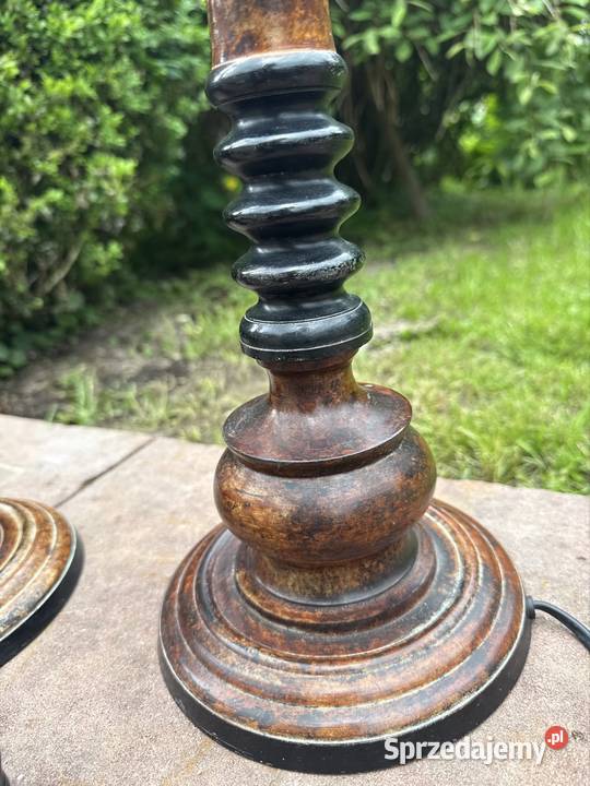 Dwie mosiężne designerskie podstawy do lamp made Długopole Dolne