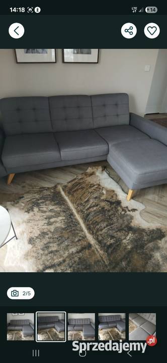 Narożnik Nappa szary z funkcją spania mazowieckie