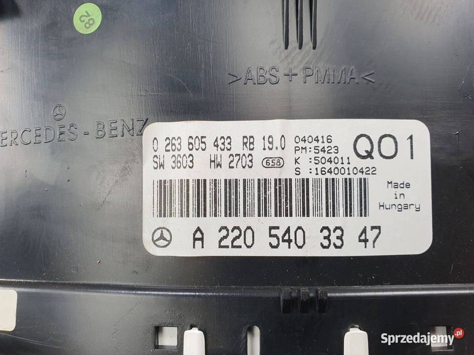 LICZNIK ZEGAR MERCEDES BENZ SKLASA W220 Lipno