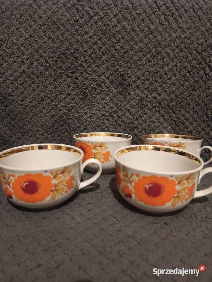 4 filiżanki do kawy herbaty porcelana PRL w
