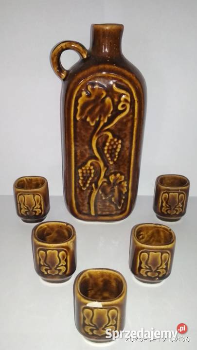 Karafka ceramiczna z kieliszkami kolekcjonera Bełchatów