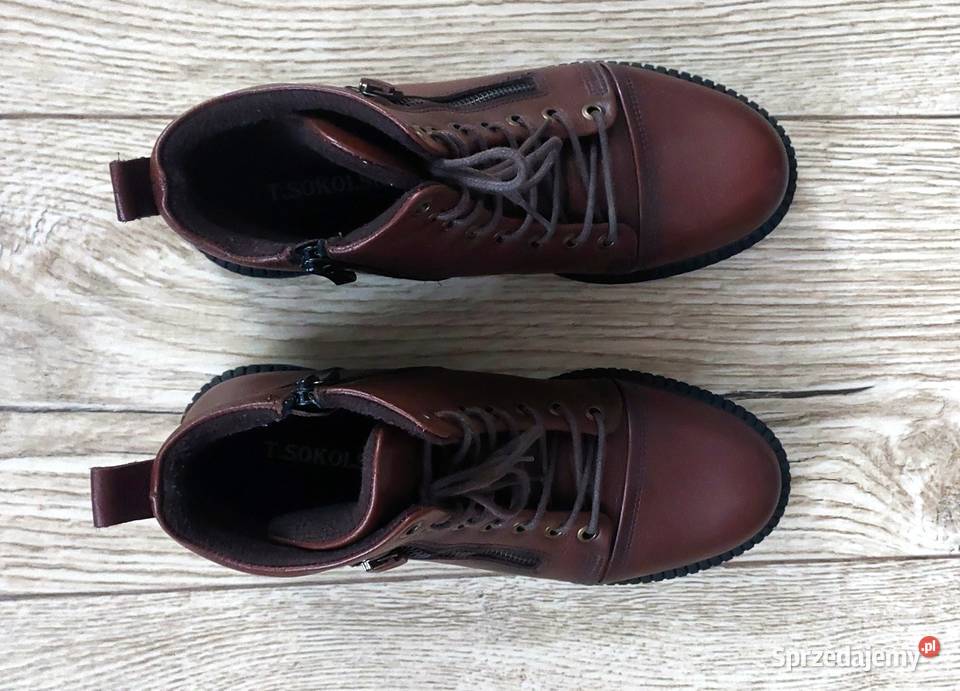 Botki skórzane damskie brązowe marki TSokolski Damskie opolskie Brzeg