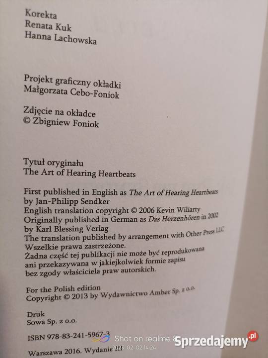Sendker książki Sztuka słyszenia bicia serca Rok wydania 2006 Książki i Podręczniki mazowieckie Warszawa