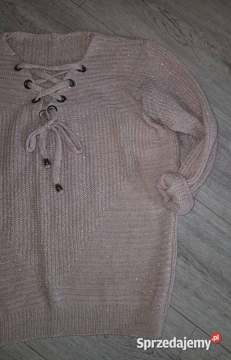 Sweter damski sznurowany pudrowy róż 38M Swetry i golfy Łódź