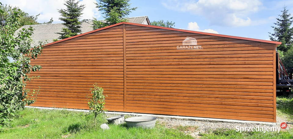 GARAŻ BLASZANY 9m x 6m DWUSPAD 2x BRAMA DRZWI małopolskie Łapanów