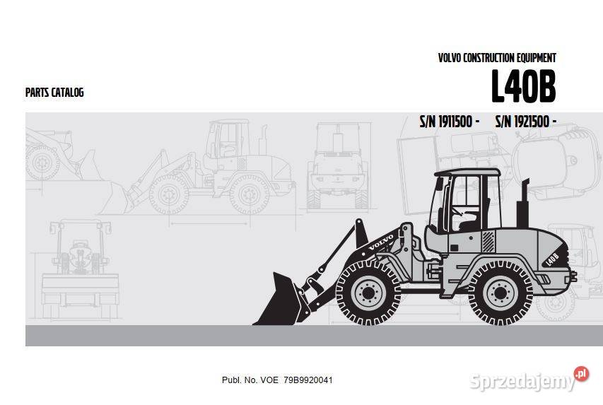 Volvo L40B katalog częsci zamiennych inne modele motoryzacja, transport Poradniki, albumy i reportaże Kielce
