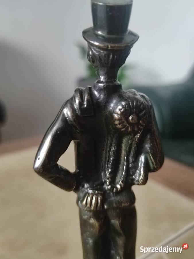 Statuetka kominiarz mosiądz brąz PRL lata 70 te lubelskie Janów Lubelski