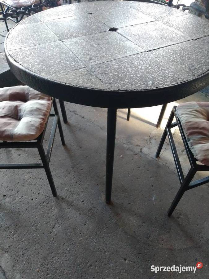 Stół masywny krzesła metalowe ogrod Stoły, krzesła, biurka