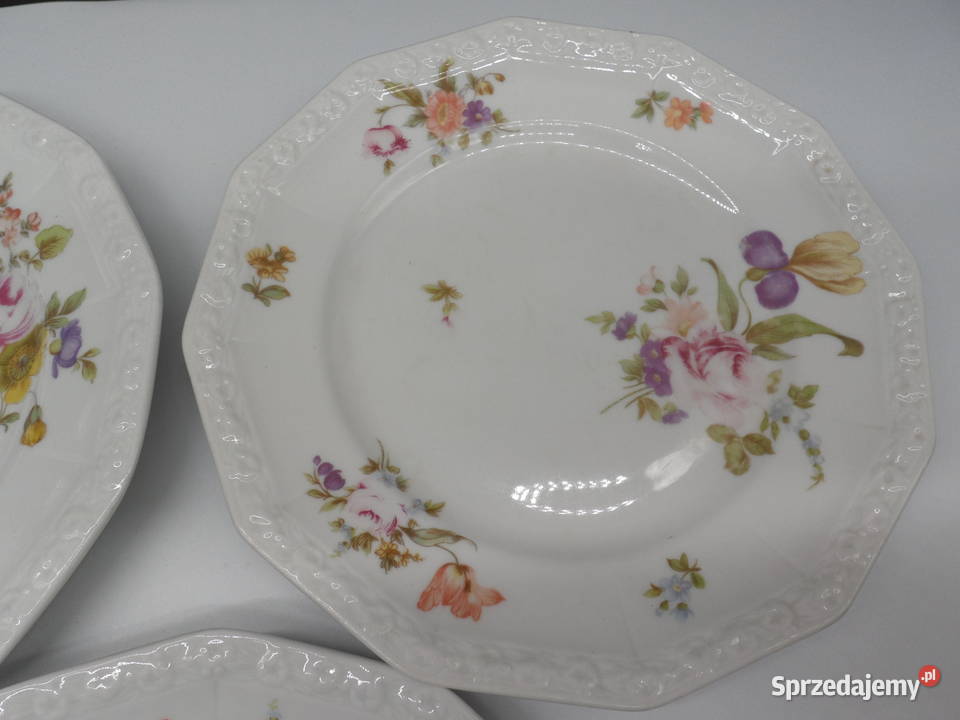 Zestaw 3 Talerzy ROSENTHAL MARIA Sommerstrauss Porcelana i szkło Raszków