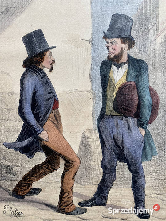 Oryginalna Litografia XIX w Les Mauvais Payeurs Warszawa sprzedam