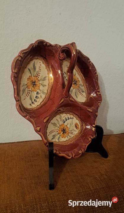 porcelanowa patera ręcznie malowana sygnowana Warszawa