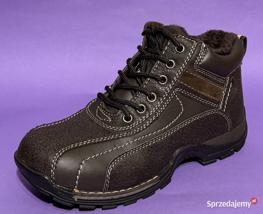 Brązowe młodzieżowe ocieplane buty rozmiar 38 brązowy/beżowy Żyrardów