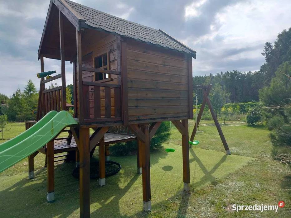 duży domek drewniany dzieci stan powiększony Chrząstawa Mała