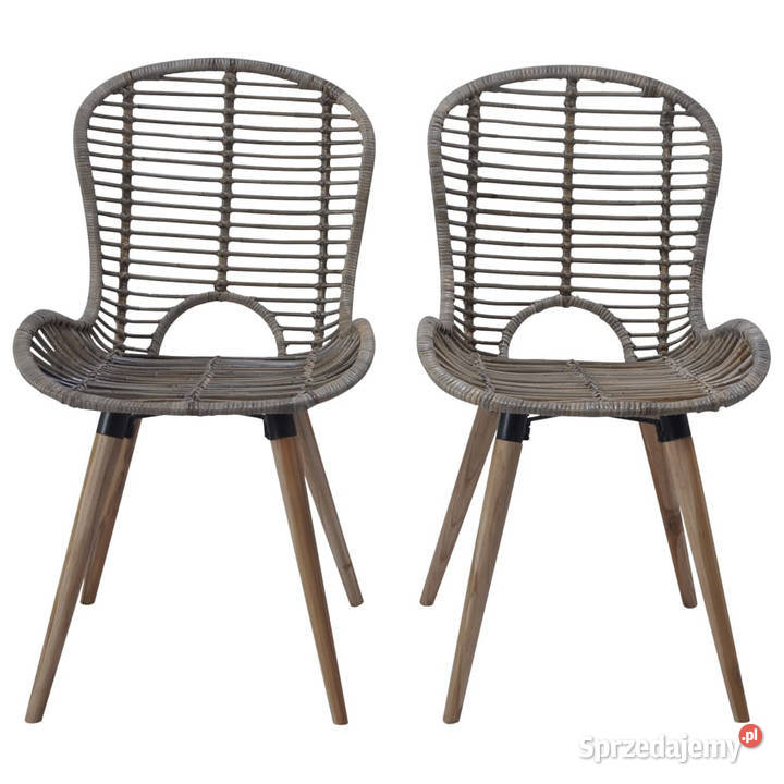 Krzesła stołowe 6 brązowe naturalny rattan Warszawa