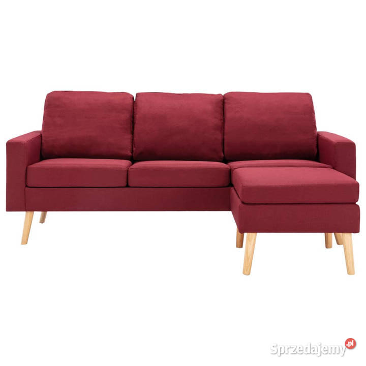 3osobowa sofa z podnóżkiem winna czerwień