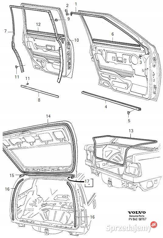 VOLVO S70 spinka klips uszczelki drzwi lewy Bielany Wrocławskie