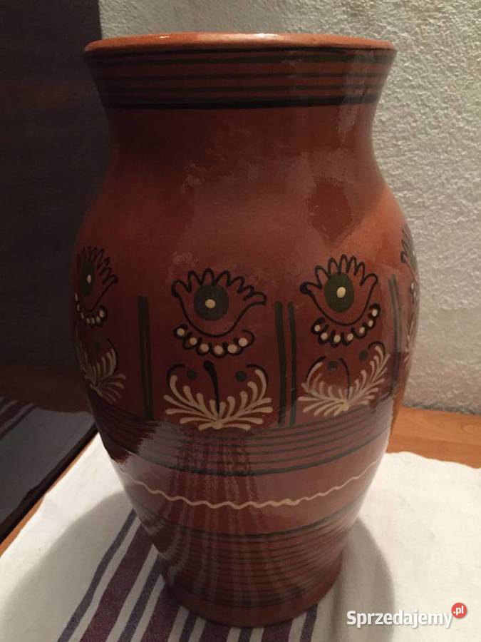 Wazon ceramiczny o pięknym malowanym wzorze Porcelana i szkło Ruda Śląska