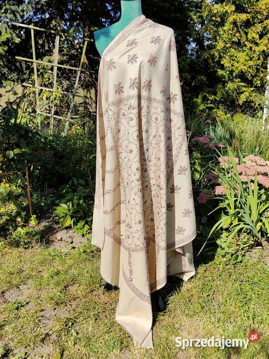 Duży szal orientalny indyjski haftowany haft Szczecin