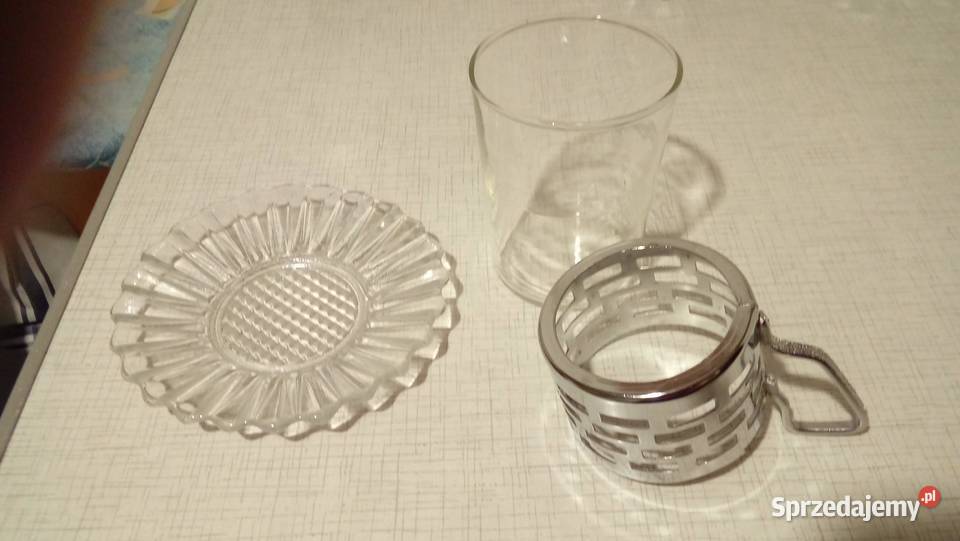 Szklanki w koszyczkach metalowych niklowanych 6 mazowieckie Warszawa