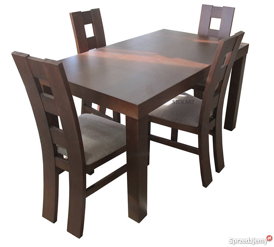 Stół rozkładany z jednym wkładem 120x80 +40 oraz 4 krzesła