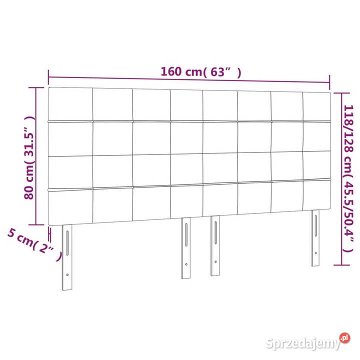 Zagłówek do łóżka z LED taupe 160x5x118128