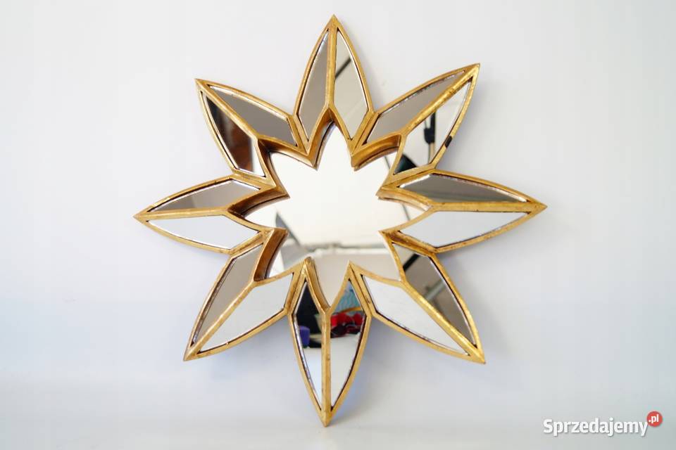 Dekoracyjne lustro dekor na ścianę złoty SŁOŃCE wielkopolskie Gizałki