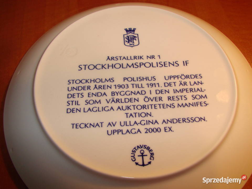 STOCKHOLMSPOLISEN talerz okolicznościowy 1980 Pruszcz Gdański