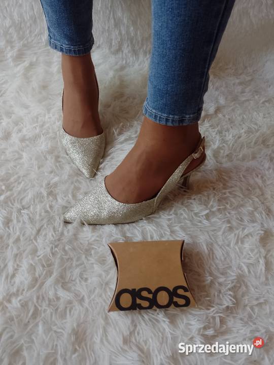 40 ASOS Złote czółenka z odkrytą piętą z Londynu