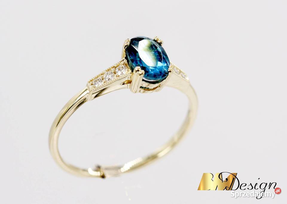 Pierścionek z topazem i diamentami zaręczynowy Pierścionki Rzeszów