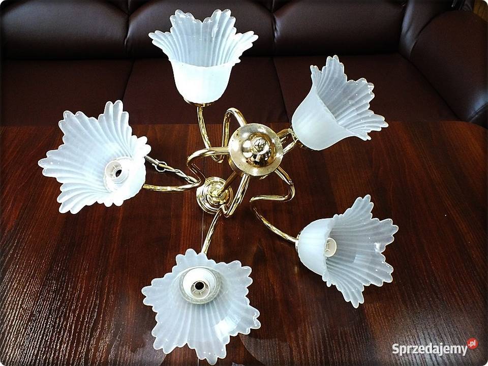 Lampa wisząca sufitowa Złoty żyrandol 5 ramienny