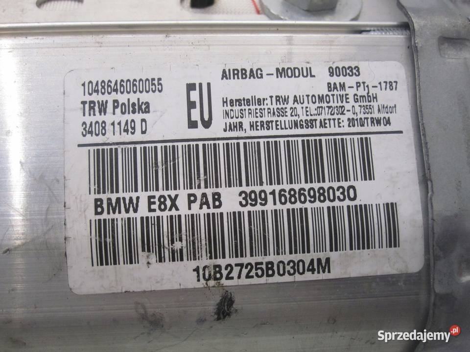 BMW E82 10r AIRBAG poduszka pasażera 34081149D osobowe Kielce