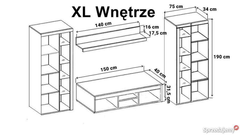 DUŻA Meblościanka XL 4 kolory komoda rtv witryna Bytom