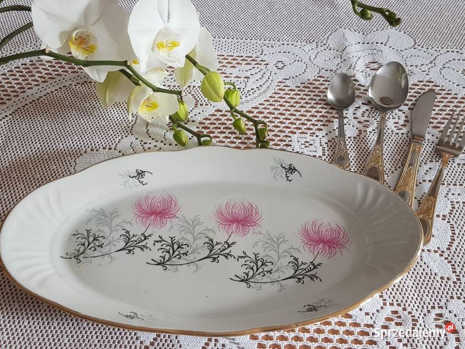 talerz półmisek złocony zdobiony zsrr Ryga