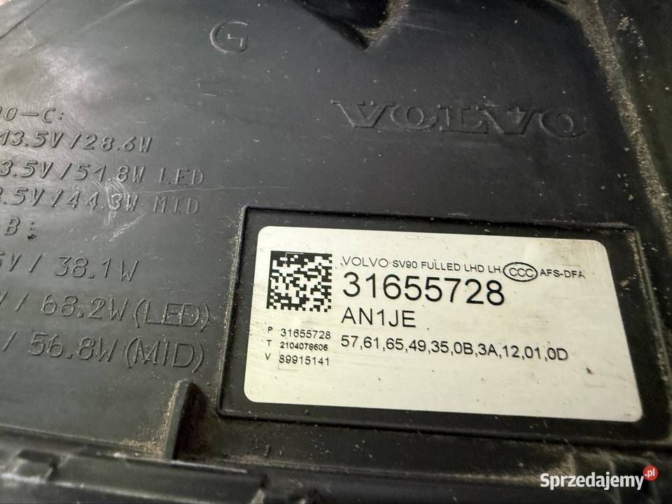 Lampa przednia lewa Volvo s90 wielkopolskie Poznań
