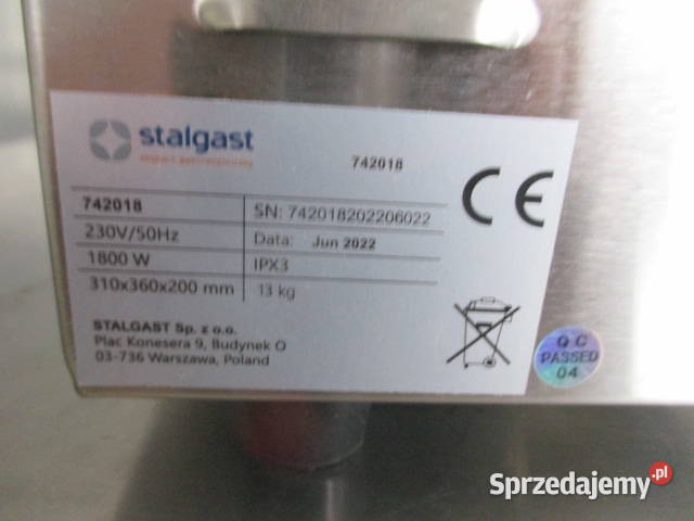 Grill Kontaktowy Opiekacz Caterina STALGAST 1800 Ostrów Wielkopolski