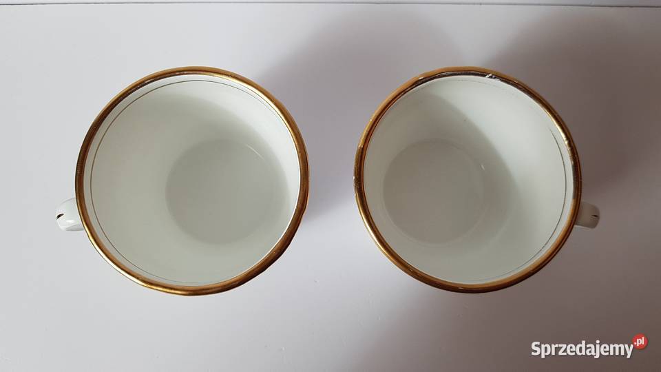 Zestaw 2x metalowa emaliowana filiżanka PRL Dąbrowa Górnicza