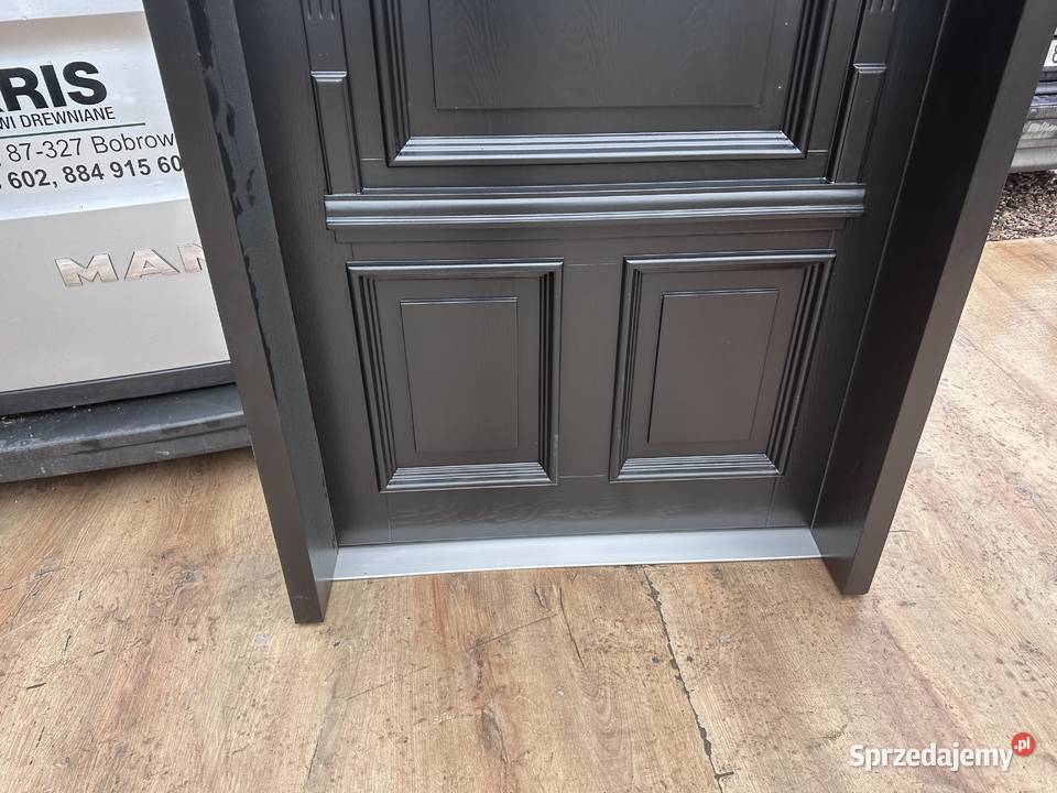 Drzwi zewnętrzne drewniane czarne łuk łukowe NA Katowice sprzedam