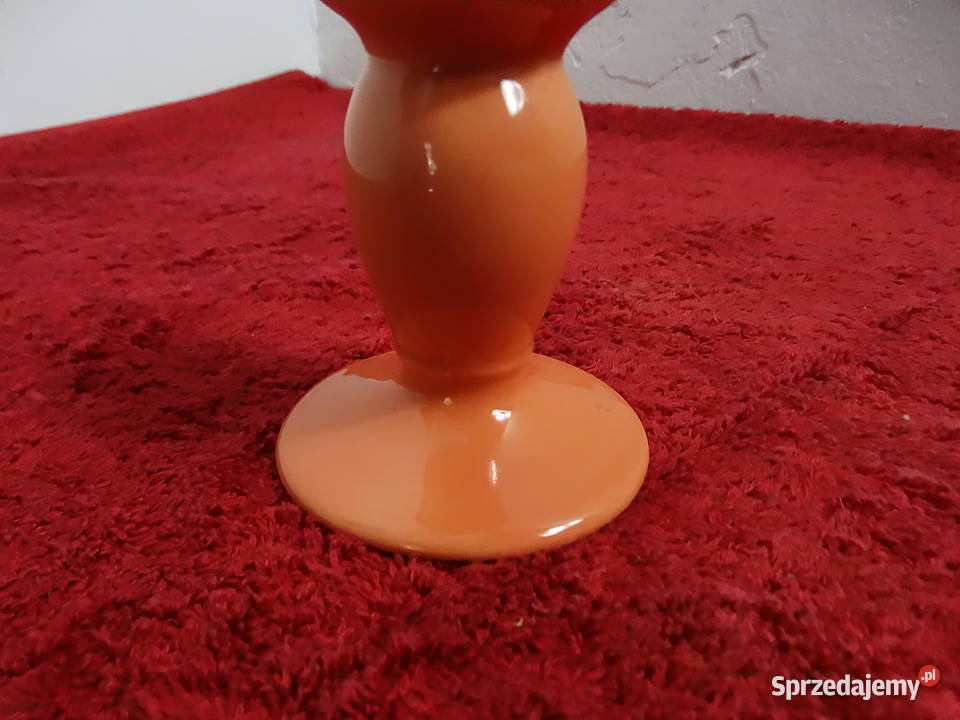 Stylowy ceramiczny świecznik soczysty pomarańcz Świeczniki Biłgoraj